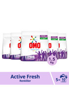 Omo Active Fresh Renkliler İçin 50 Yıkama Toz Deterjan 5x1.5 kg
