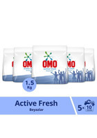 Omo Active Fresh Beyazlar İçin 50 Yıkama Toz Deterjan 5x1.5 kg