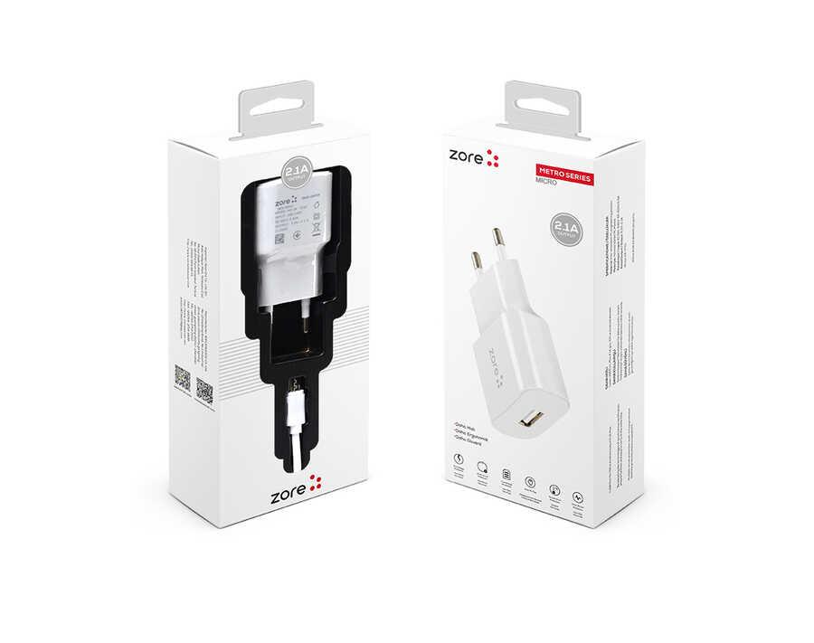 Zore ZR-TC01 Universal Micro USB Kablolu Hızlı Şarj Aleti Beyaz