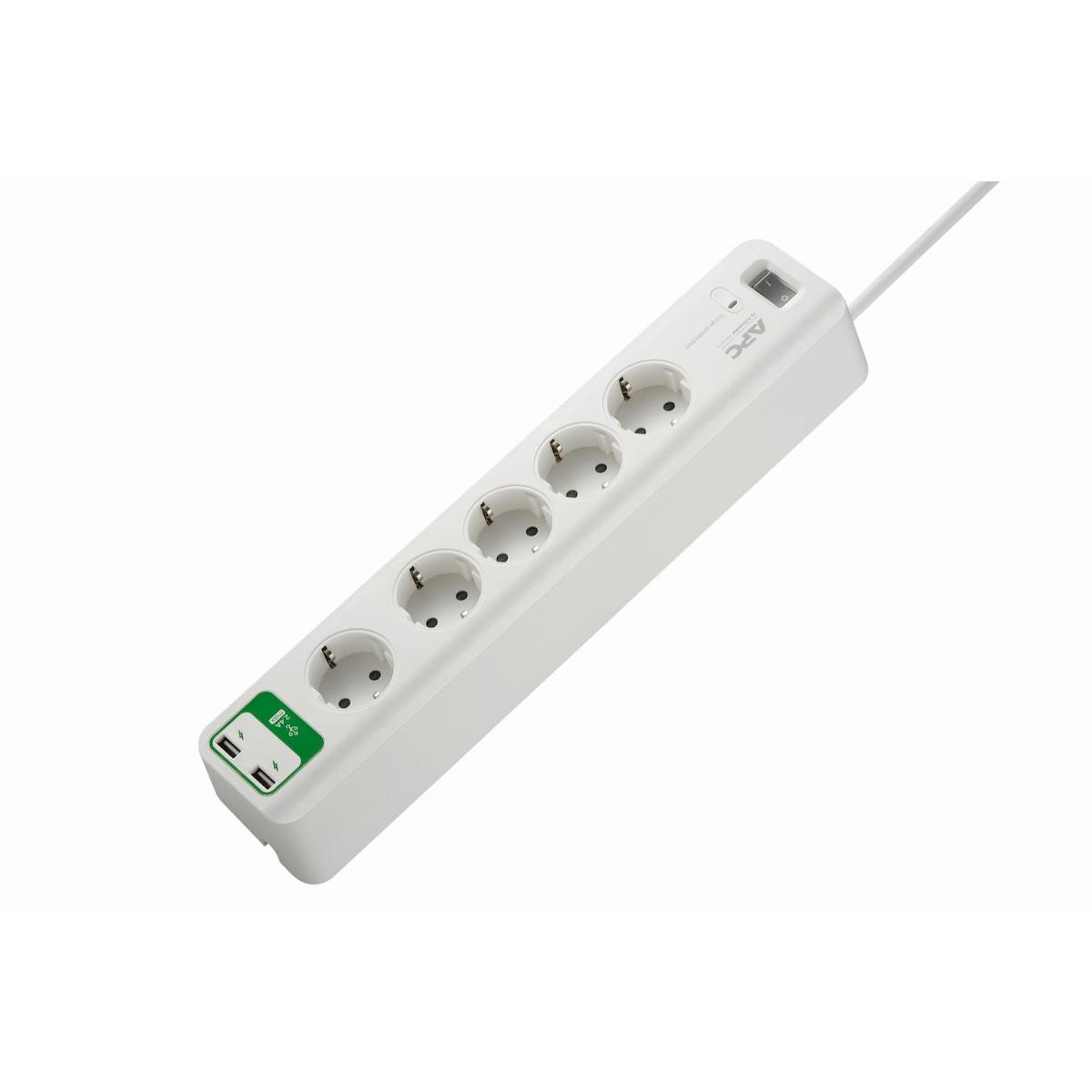 Schneider APC USB Girişli Topraklı İç Mekan - Masaüstü 5'li Priz Beyaz