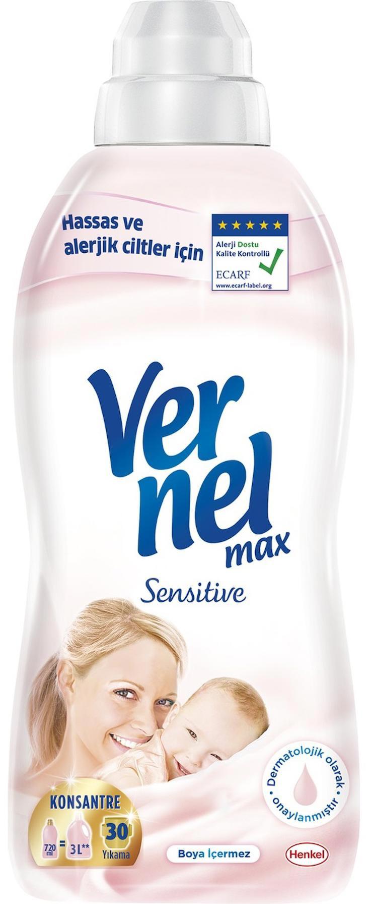 Vernel Max Sensitive Konsantre 30 Yıkama Yumuşatıcı 720 ml
