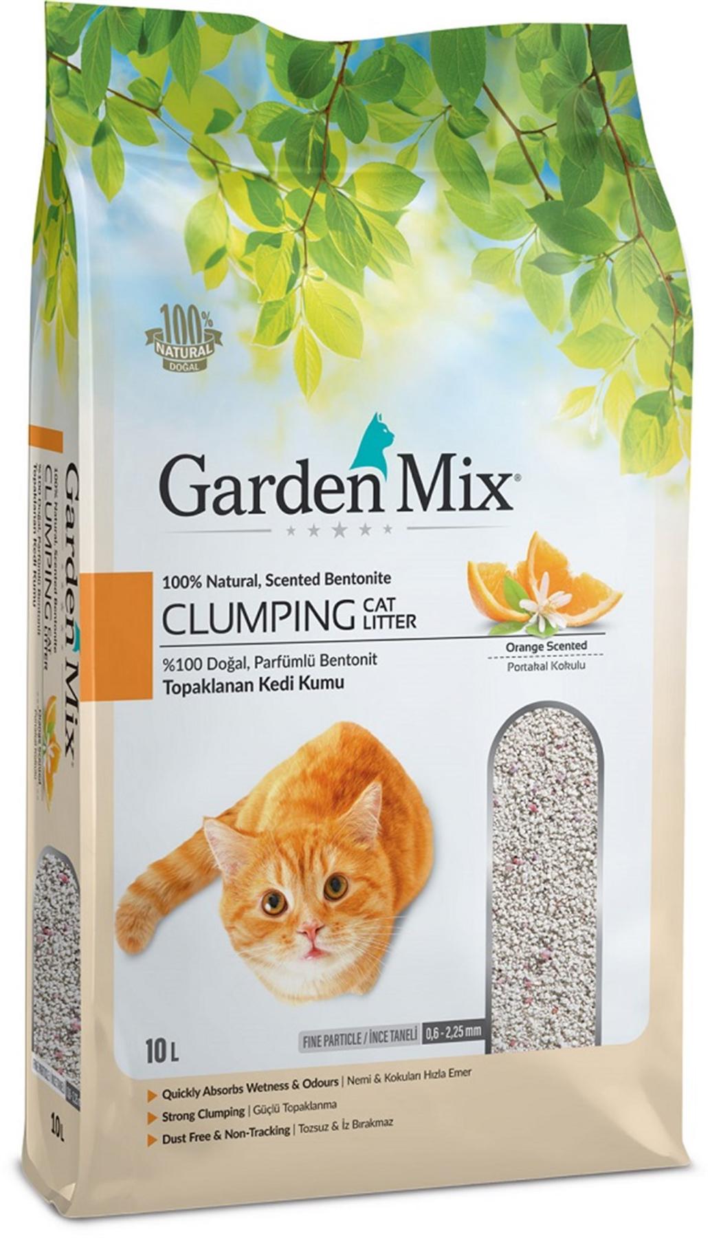 Garden Mix Portakal Kokulu Topaklanan İnce Taneli Bentonit Kedi Kumu 10 lt