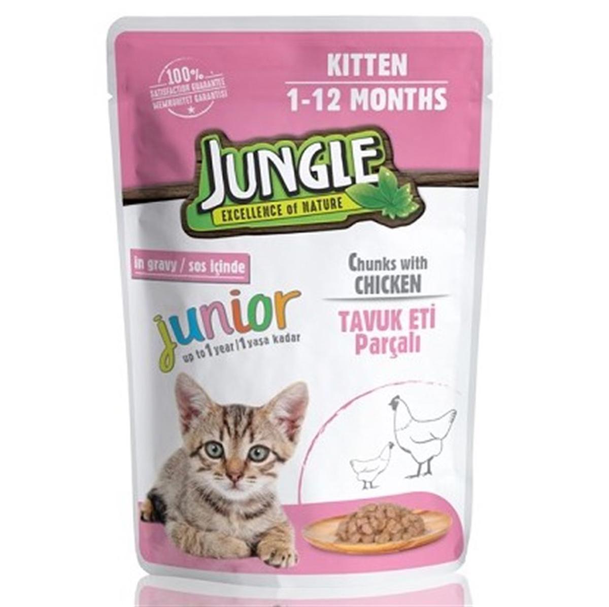 Jungle Excellence Of Nature Tavuklu Yavru Yaş Kedi Maması 24x100 gr