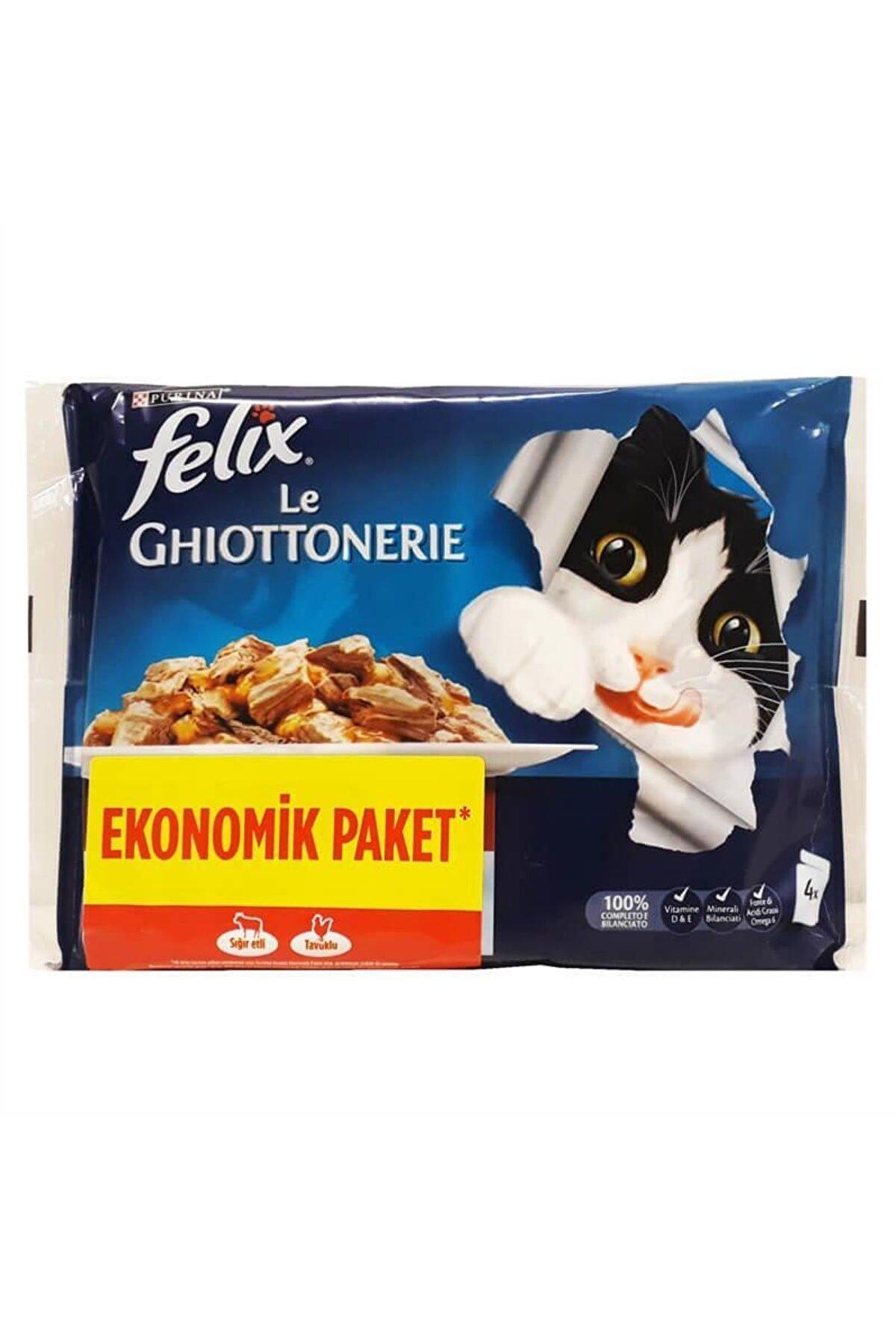 Felix Le Ghiottonerie Tavuklu ve Sığır Etli Yetişkin Yaş Kedi Maması 12x85 gr