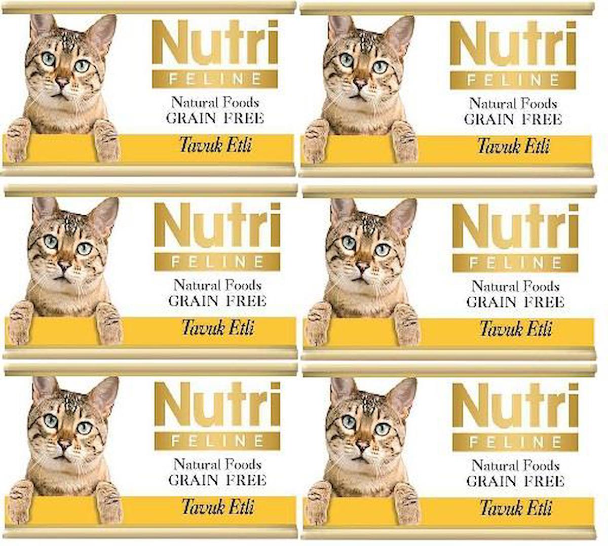 Nutri Feline Grain Free Tavuklu Yetişkin Yaş Kedi Maması 6x85 gr