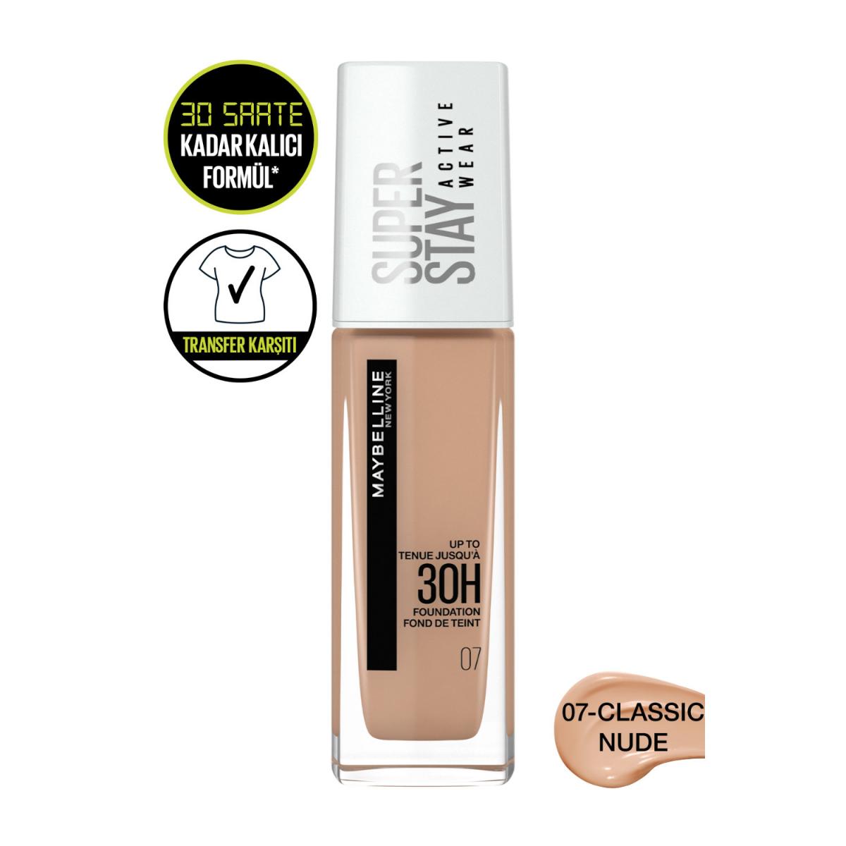 Maybelline New York Super Stay Active Wear 07 Classic Nude Krem Sprey Fondöten