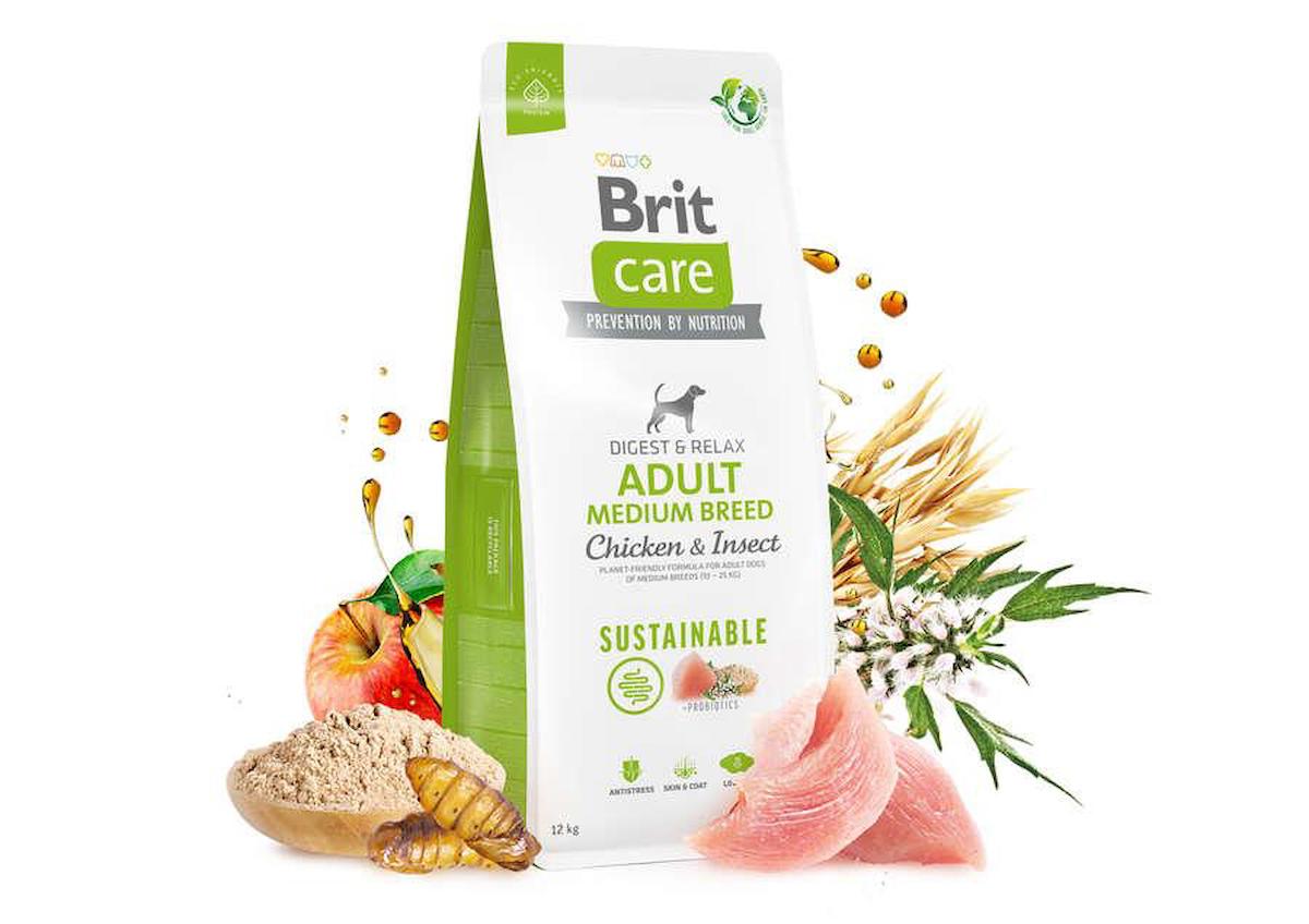 Brit Care Sustainable Larvalı ve Tavuklu Orta Irk Yetişkin Kuru Köpek Maması 12 kg