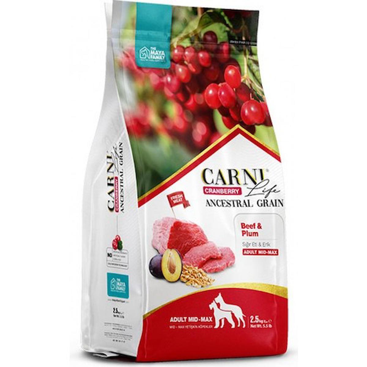 Carni Life Cranberry Erikli ve Sığır Etli Büyük ve Orta Irk Yetişkin Kuru Köpek Maması 12 kg