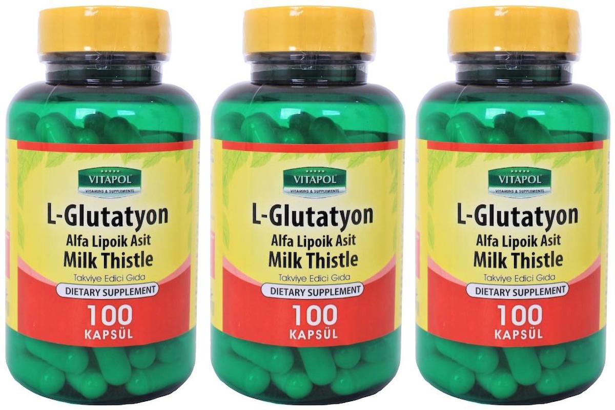 Vitapol L-Glutatyon Alfa Lipolik Asit Milk Thistle Aromasız Unisex Vitamin 3x100 Kapsül
