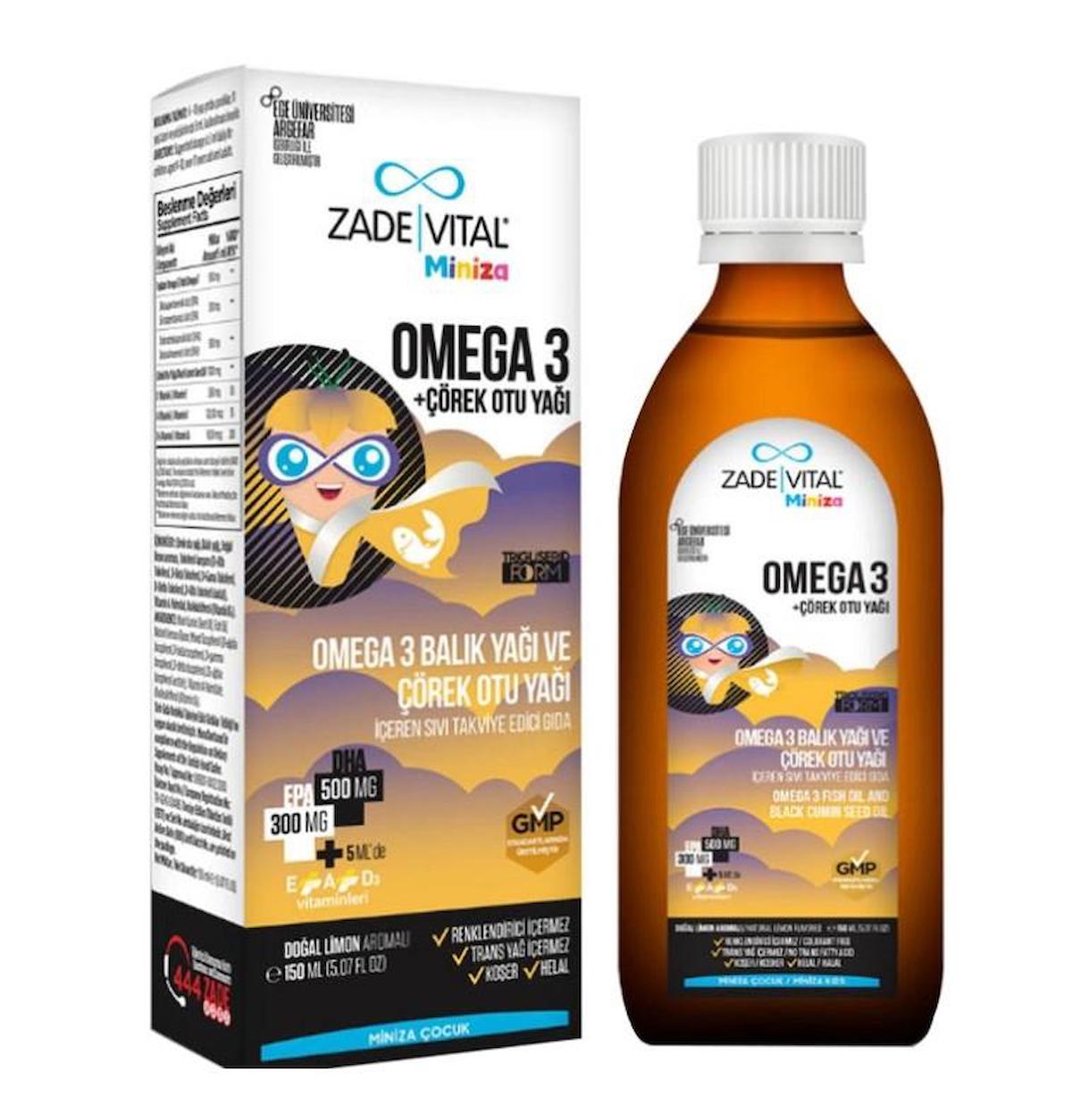 Zade Vital Omega 3 + Çörek Otu Yağı Aromalı Çocuk Vitamin 150 ml