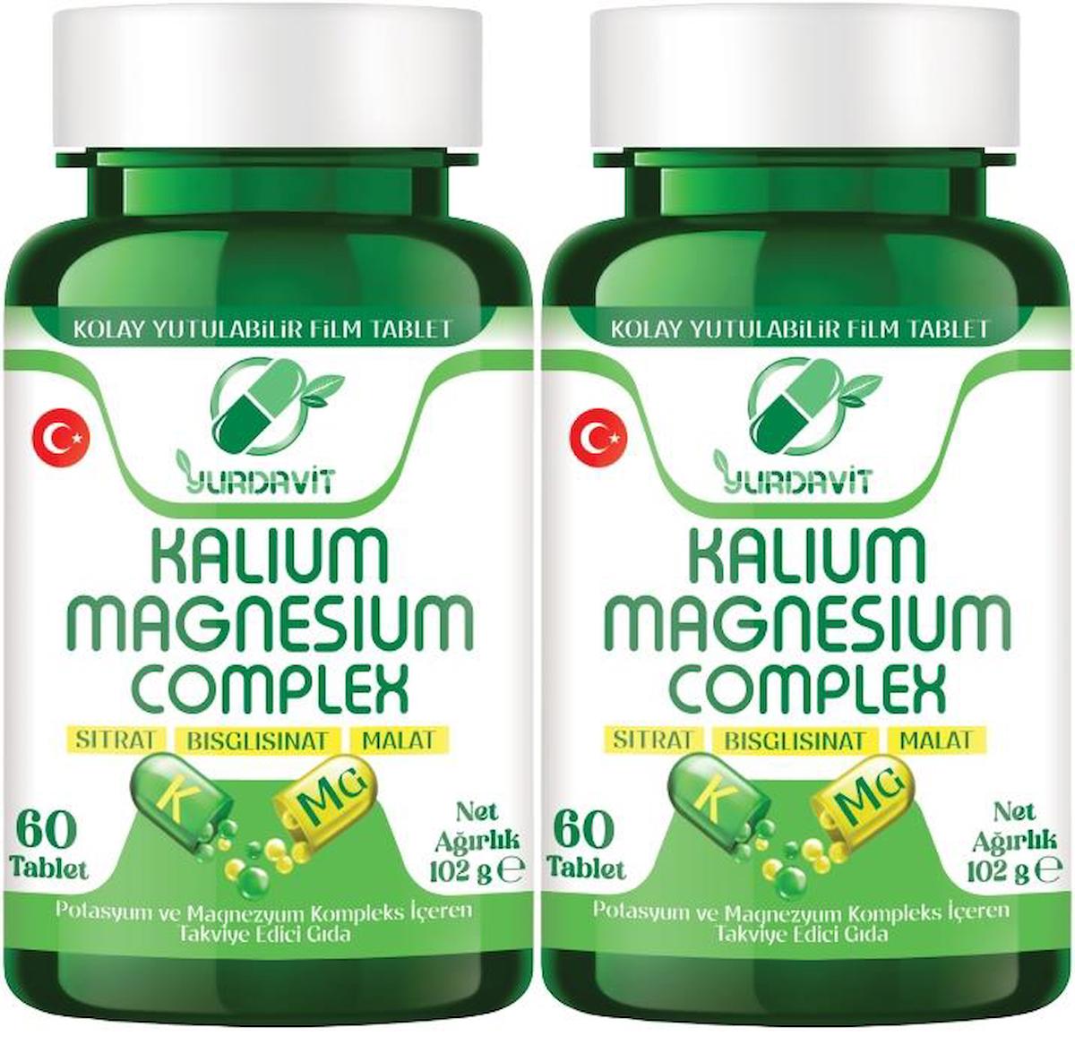 Yurdavit Potasyum Magnezyum Sitrat Malat Unisex Vitamin 2x60 Tablet