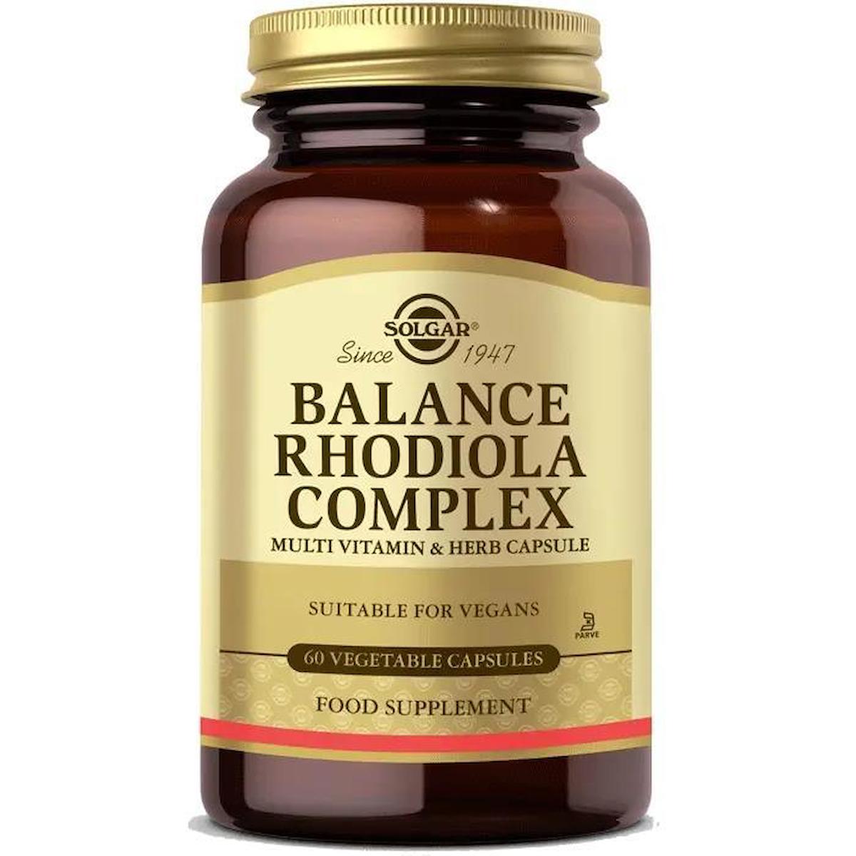 Solgar Balance Rhodiola Aromasız Yetişkin Bitkisel Besin Desteği 60 Kapsül