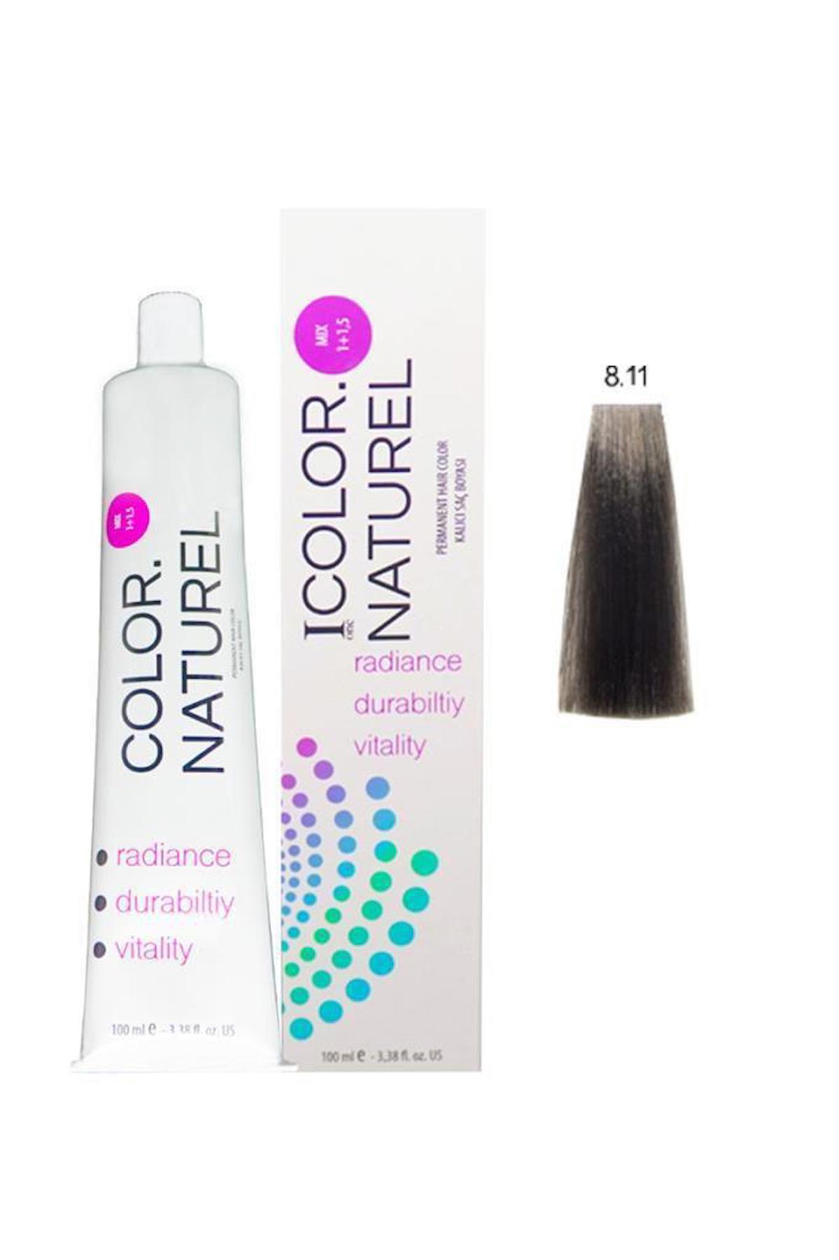 Color Naturel 8.11 Yoğun Küllü Açık Kumral Krem Saç Boyası 100 ml