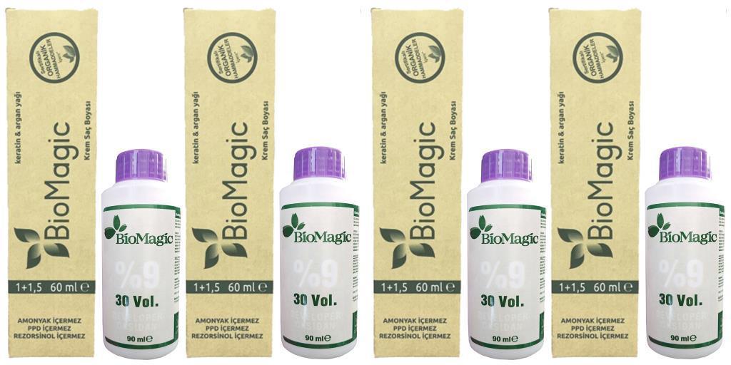 Biomagic 8.72 Açık Küllü Kumral Organik Amonyaksız Krem Saç Boyası 4x60 ml