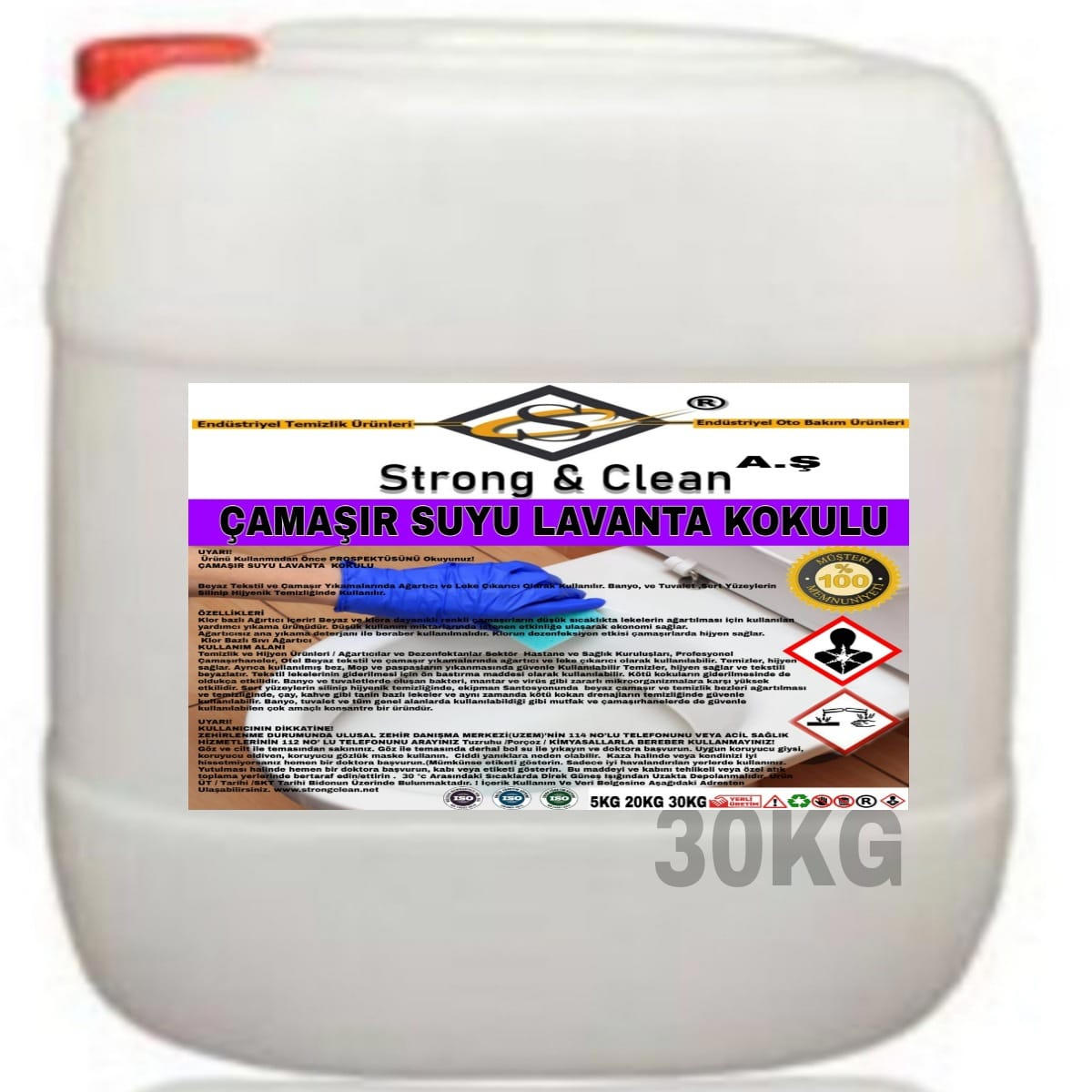 Strong & Clean Lavanta Kokulu Renkliler İçin Sıvı Çamaşır Suyu 30 kg