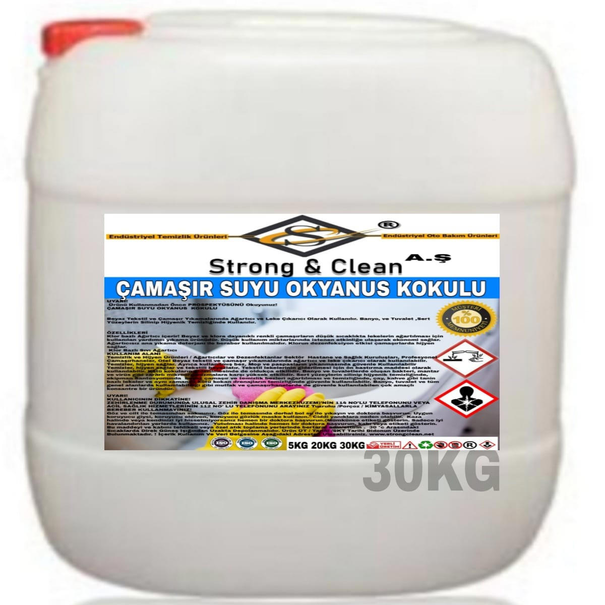 Strong & Clean Okyanus Kokulu Sıvı Çamaşır Suyu 30 kg