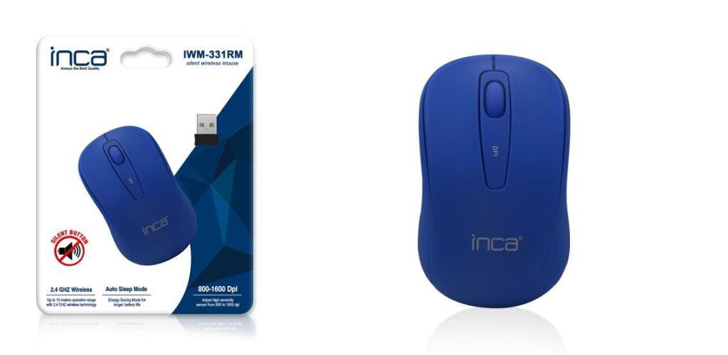 Inca IWM-331Rm Sessiz Kablosuz Mavi Optik Mouse