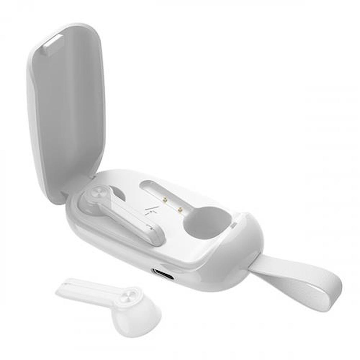 Coofbe 350 mAh 5.0 Kablosuz Kulak İçi Bluetooth Kulaklık Beyaz
