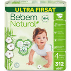 Bebem Natural 4 Numara Organik Cırtlı Bebek Bezi 3x104 Adet