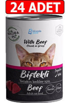 Eco Natura Pet Premium Quality Biftekli Yetişkin Yaş Kedi Maması 24x400 gr