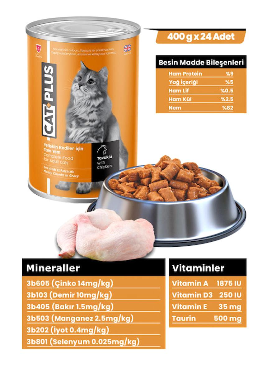 Lider CatPlus Tavuk Yetişkin Yaş Kedi Maması 24x400 gr