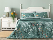 English Home Sweet Spring Dijital Baskılı Soft Cotton Çift Kişilik Nevresim Takımı Yeşil