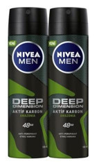 Nivea Deep Dimension Amazonia Antiperspirant Sprey Erkek Deodorant 2x150 ml