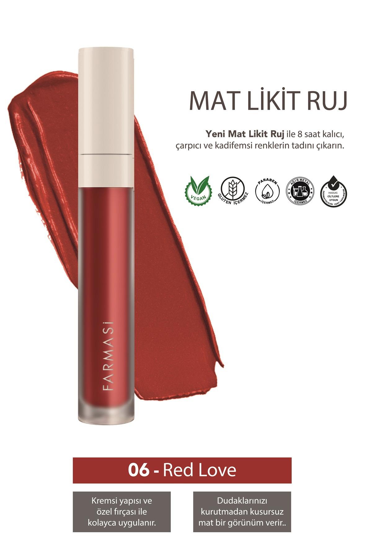 Farmasi 06 Red Love Kalıcı Mat Likit Lipstick Ruj