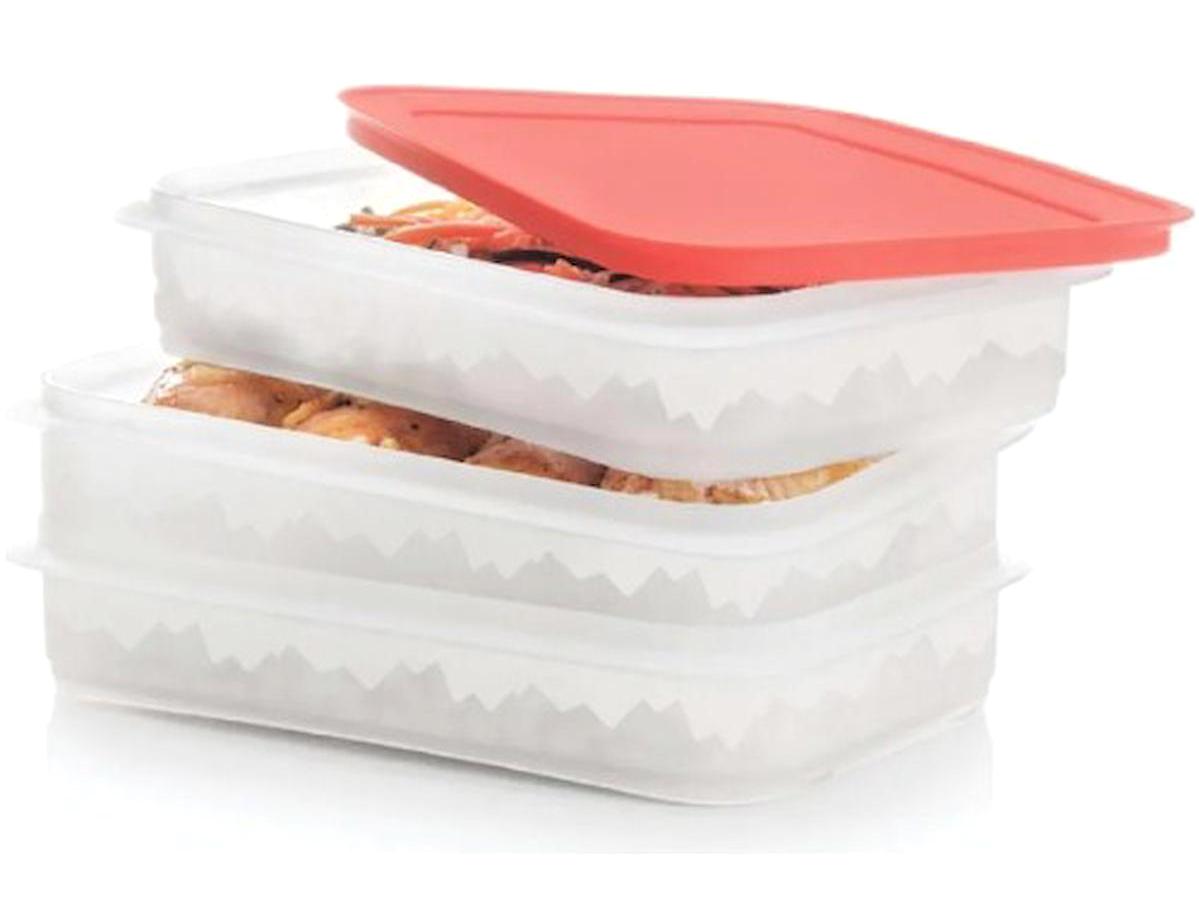 Tupperware 3 Parça Dikdörtgen Plastik Saklama Kabı 550 ml