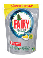 Fairy Platinum Hepsi Bir Arada Limon Tablet Bulaşık Makinesi Deterjanı 4x43 Adet