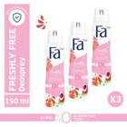 Fa Freshly Free Greyfurt Pudrasız Ter Önleyici Antiperspirant Sprey Kadın Deodorant 3x150 ml