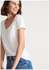 Mavi Lux Touch V Yaka Beyaz Modal T-Shirt 166446 620 M
