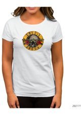 Zepplin Giyim Guns N Roses Damaged Beyaz Kadın T-Shirt S