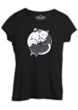 Lord T-Shirt Yin Yan Cats Siyah Kadın T-Shirt 001 Siyah M