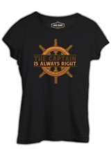 Lord T-Shirt The Captain And Ship Helm Siyah Kadın T-Shirt 001 Siyah M