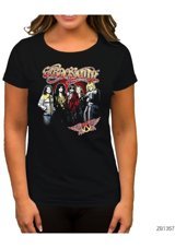 Zepplin Giyim Aerosmith Grup Siyah Kadın T-Shirt M