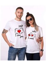 T-Shirthane Mr. Mrs. Kalp Sevgili Kombinleri T-Shirt Kombini Standart Erkek Beden S Kadın Beden Xs