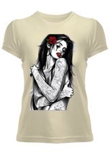 Tisho Woman With Tattoo Illustration Kadın T-Shirt (525478903) Xs