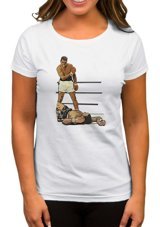 Zepplin Giyim Muhammed Ali Winning Fighter Beyaz Kadın T-Shirt Xs