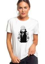 Qivi Anime One Punch Man Baskılı Beyaz Kadın T-Shirt (534307390) Xl