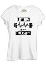 Lord T-Shirt Bodybuilding Lifting Theraphy Beyaz Kadın T-Shirt 001 Beyaz L