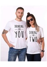 T-Shirthane Drinking For You Dining For Two Sevgili T-Shirt Kombin Standart Erkek Beden L Kadın Beden M
