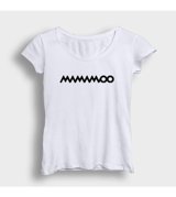 Presmono Kadın Logo K Pop Mamamoo T-Shirt Mavi Xs