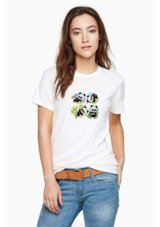 Qivi Panda Baskılı Beyaz Kadın T-Shirt (534306504) Xs