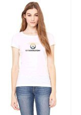 Qivi Overwatch Logo Baskılı Beyaz Kadın T-Shirt Beyaz S