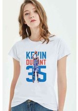 Qivi Kevin Durant Baskılı Beyaz Kadın T-Shirt Beyaz S