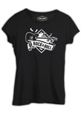 Lord T-Shirt Guitar Rock 'N Roll Siyah Kadın T-Shirt 001 Siyah S