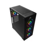 GameBooster GB-PE05B RGB Sıvı Soğutmalı 4 Fanlı Siyah Dikey Kullanım Mid Tower Oyuncu Bilgisayar Kasası