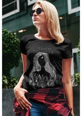 Artaport Design Unisex Dreamoon Tasarım Baskılı Siyah T-Shirt Turkuaz S