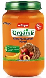 Milupa Elma Muz Şeftali Laktozsuz Tahılsız Organik Meyveli Kavanoz Maması 200 gr